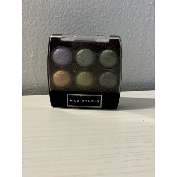 MAX STUDIO Baked Eyeshadow Palette 6 Metallic Bronze Gold Green Purple VTG y2k - Picture 9 of 10